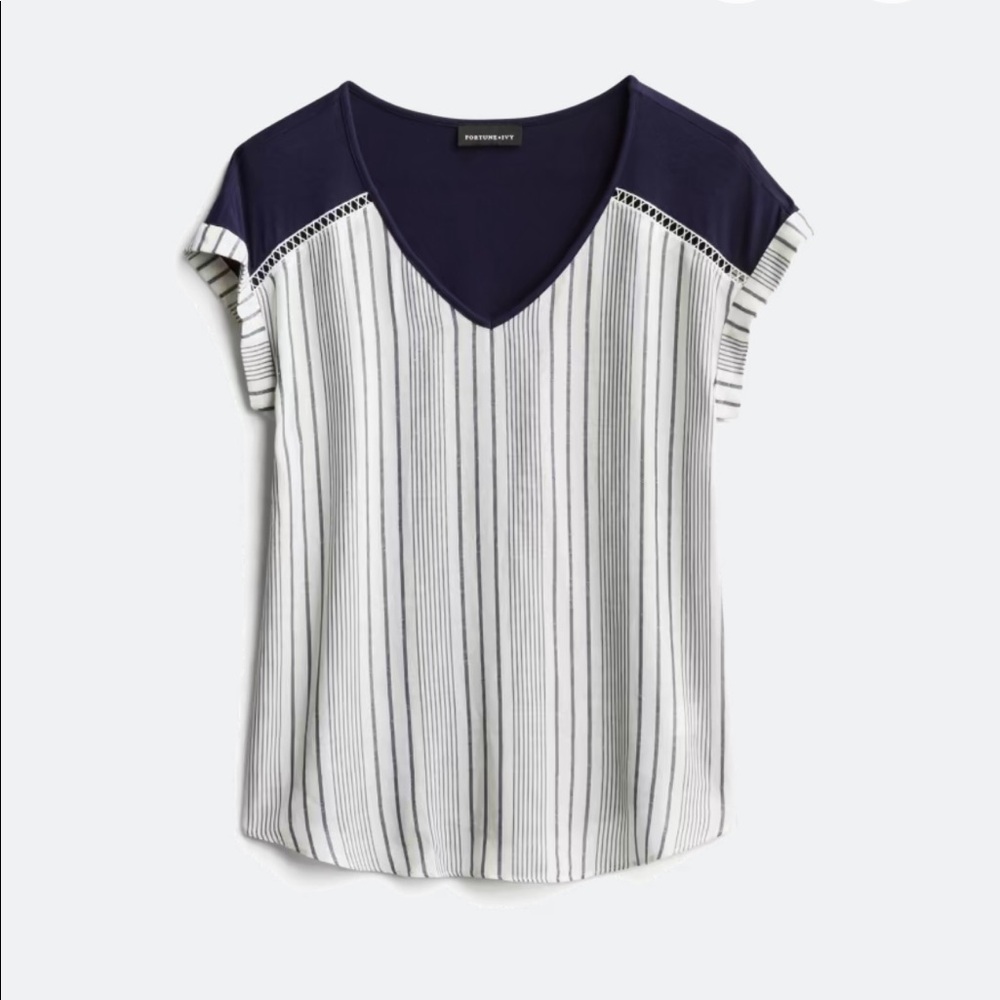 Stitchfix Fortune + Ivy Mixed Material Top